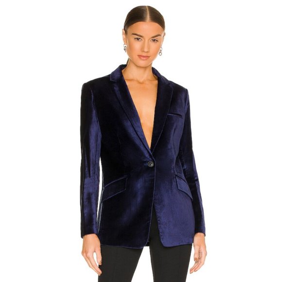 Rag & Bone Margot Blue Velvet Blazer Jacket - Size 6 - Picture 1 of 11